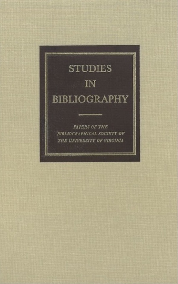 Cover for Studies in Bibliography