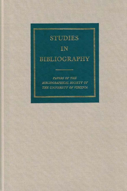 Cover for Studies in Bibliography