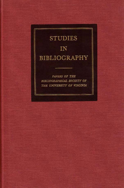 Cover for Studies in Bibliography