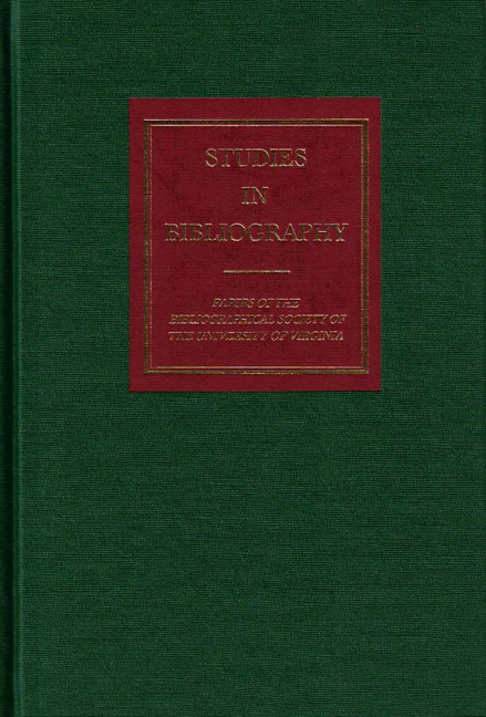 Cover for Studies in Bibliography