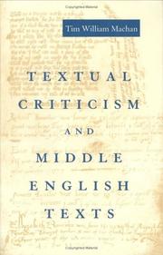 Cover for Textual Criticism and Middle English Texts