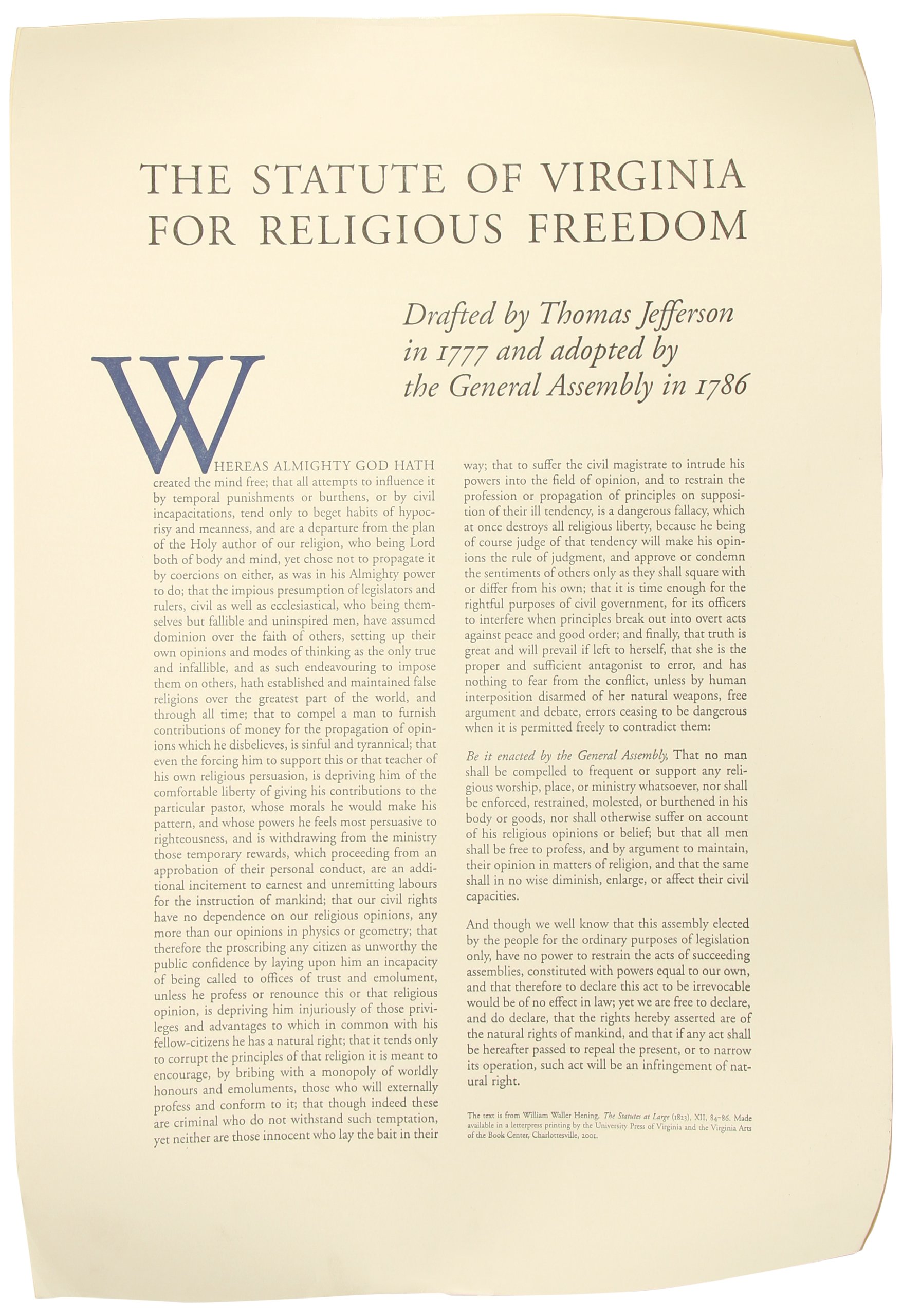 Cover for The Statute of Virginia for Religious Freedom