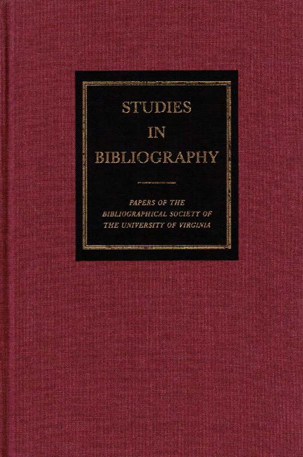 Cover for Studies in Bibliography